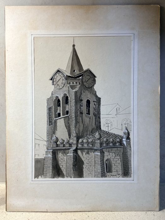 J. Ramalho ‘87: aguarela Torre da Igreja Matriz N. S. do Populo Caldas