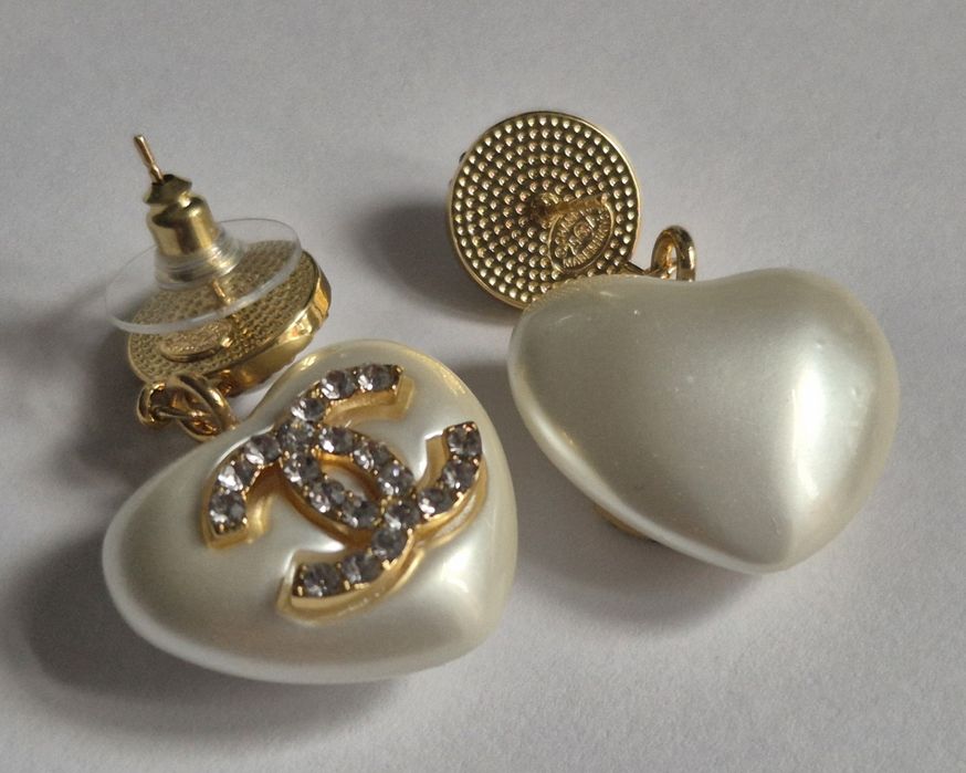 Przepiękne, wiszące kolczyki cc serca, wybita pieczątka. Cudo lv ysl