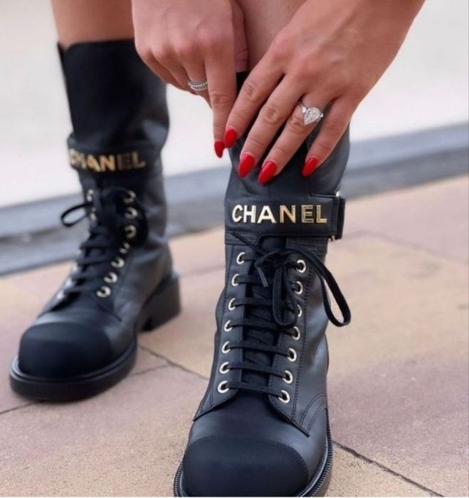 Chanel botki traperki czarne 36