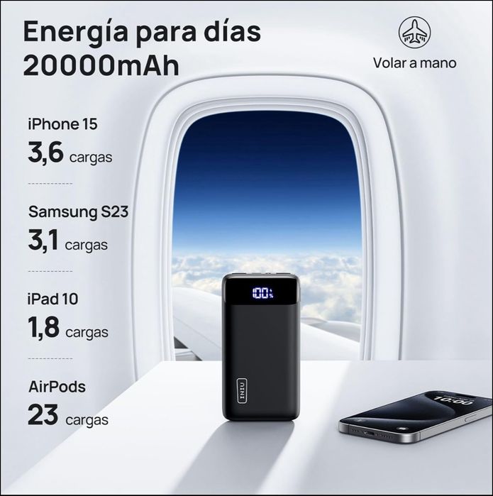 Powerbank carregamento super rápido com 20000 mAh.