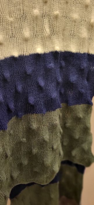 В'язанний шарф сіро біло синій