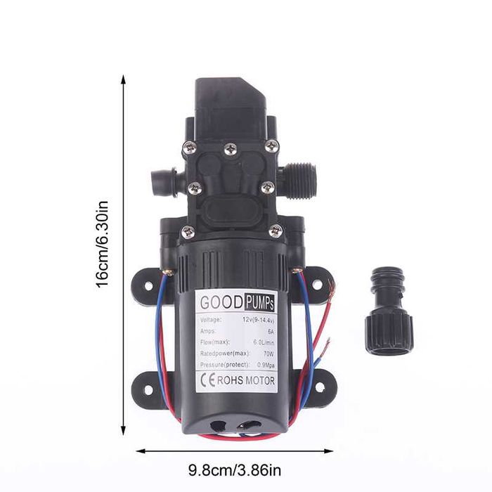 Bomba de água 12v 70w 130 psi