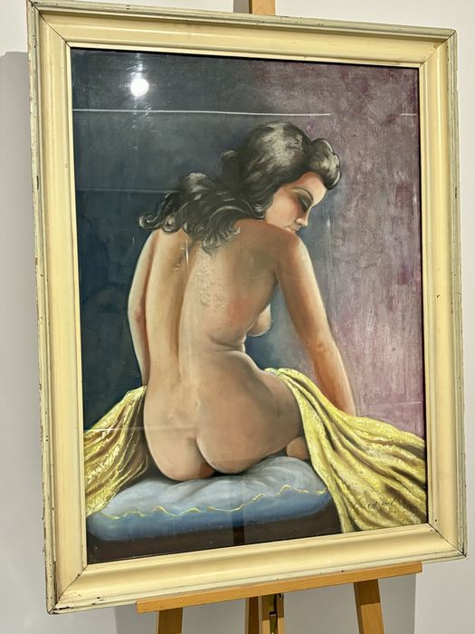 Kobiecy Akt Oryginalny obraz Pastela sygnowana Pál Fried  Paryż ca1950