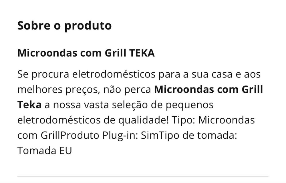 Microondas TEKA com Grill