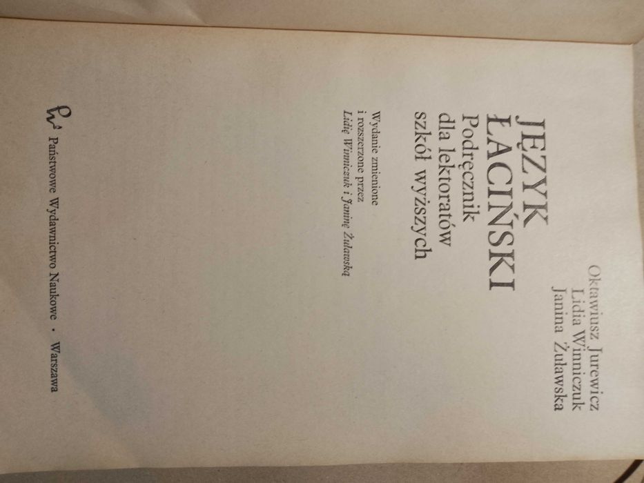 Język łaciński. Podręcznik dla lektoratów szkół wyzszych