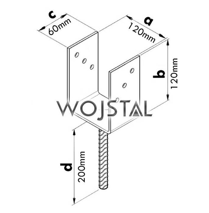 Kotwa do betonu typ U-12cm | 120mm |mocna 4mm | ocynk | podstawa słupa