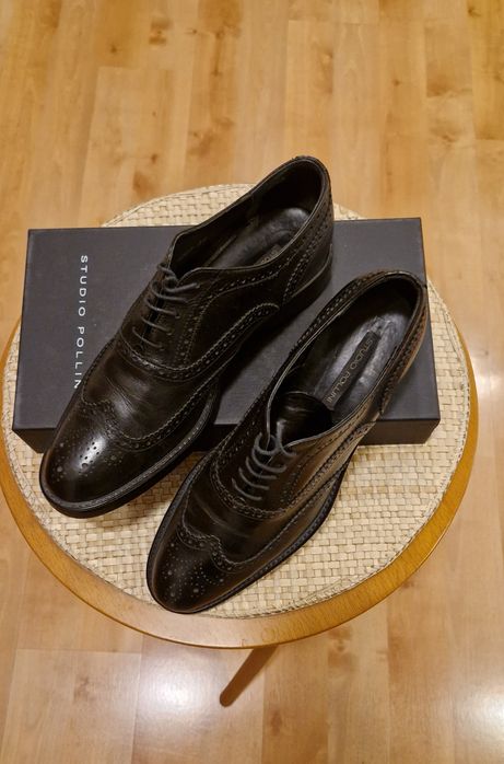 Damskie półbuty marki Studio Pollini buty czarne naturalna skóra