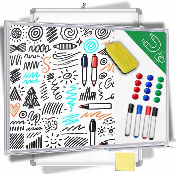 Tablica MAGNETYCZNA + Markery 168 SZT ZESTAW XXL do szkoły dla dziecka