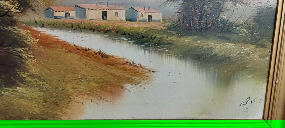 2 Paintings "Landscape and Children"64751978620931121