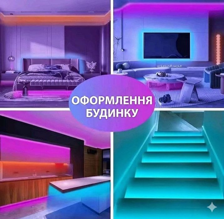 LED стрічка 10м RGB (2х5м) + Bluetooth + Пульт 44 кн. Smart підсвітка.