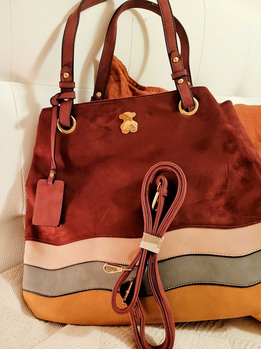 Mala de Senhora Nova Bordeaux e Riscas (Beje, Cinza e Amarelo Torrado)