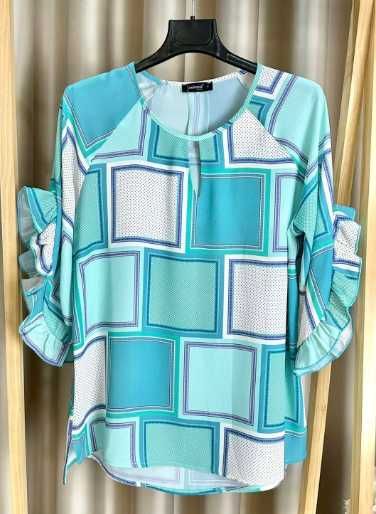 Tunica Anirene em tons verde água e tuquesa (NOVA COM ETIQUETA)