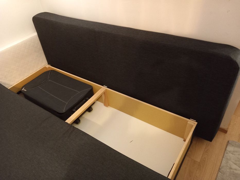 Łóżko rozkładane narożne biało czarne