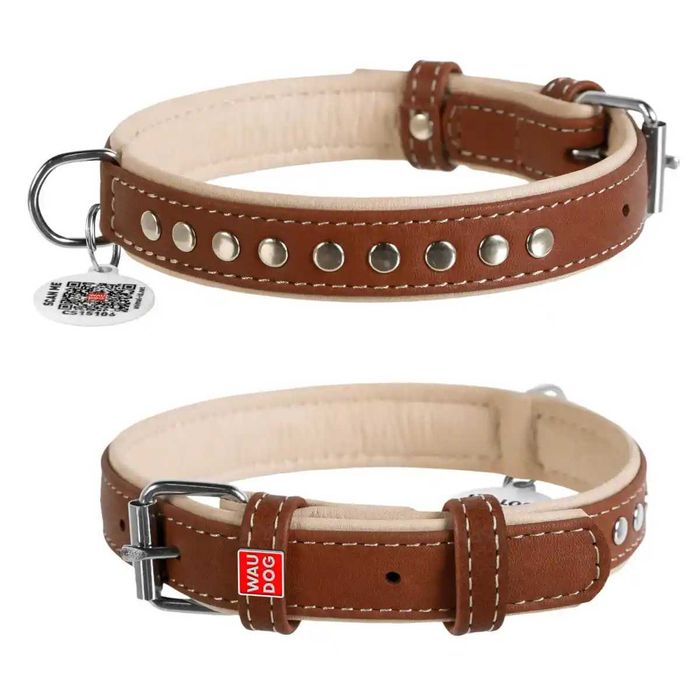 Coleiras Soft Leather WAUDOG - Simples, Picos e Bolas