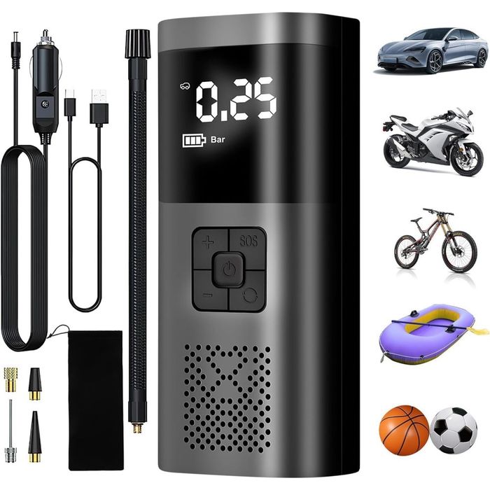 Портативний автомобильный компресор Wireless Pump 12В ST5509D ∙ Павербанк. Оплата при получении