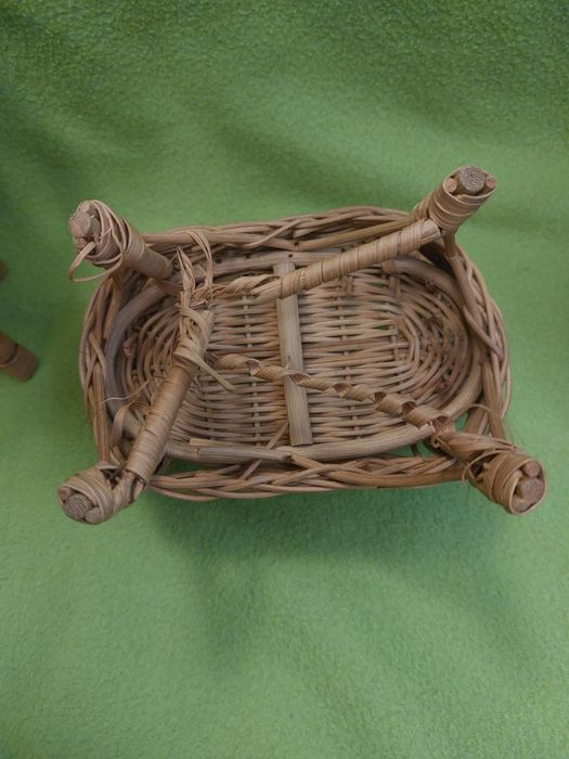 Vintage wiklinowe mebelki dla lalek sofa fotele