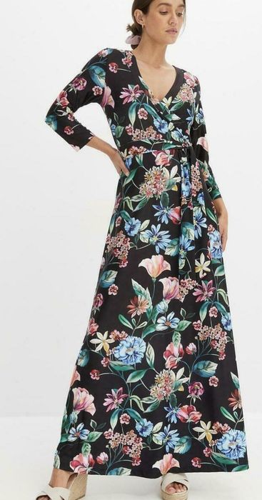 Sukienka długa maxi 36/38 wzorzysta kwiaty