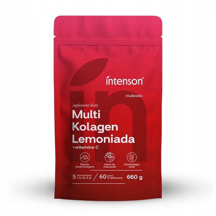 multi kolagen lemoniada intenson truskawka skóra stawy zdrowie kości 660g