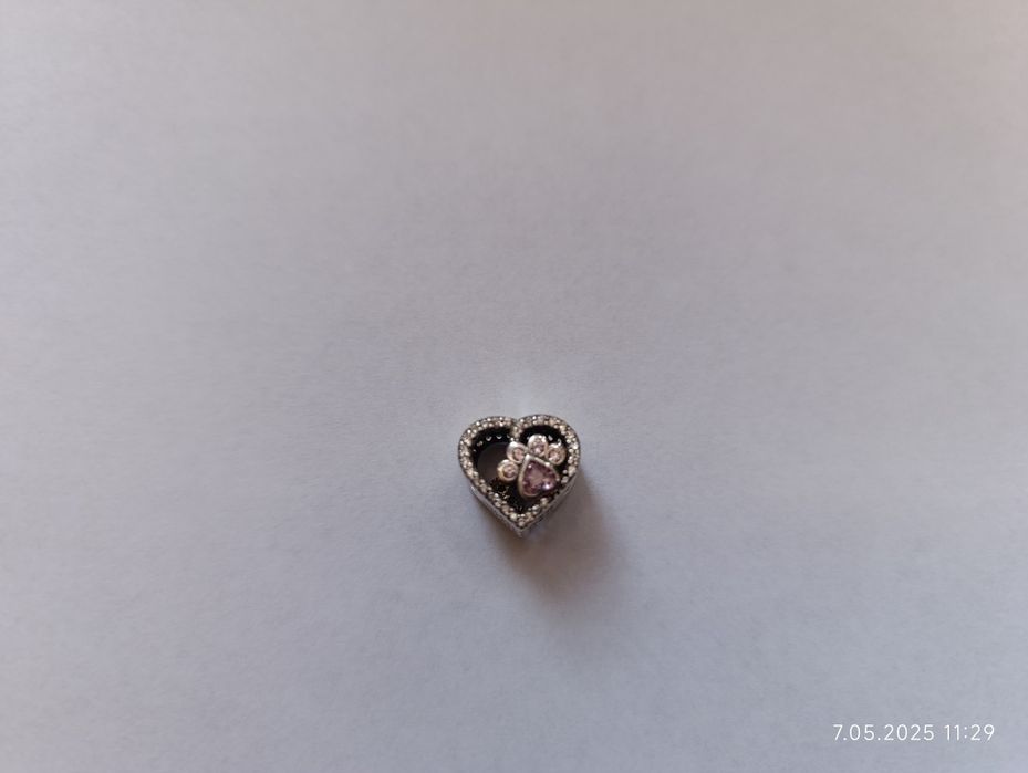 Nowa Zawieszka srebrna charms serce kość łapa psa bransoletek Pandora