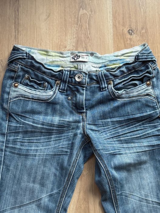 vintage jeans low rise y2k marmurkowe proste nogawki S