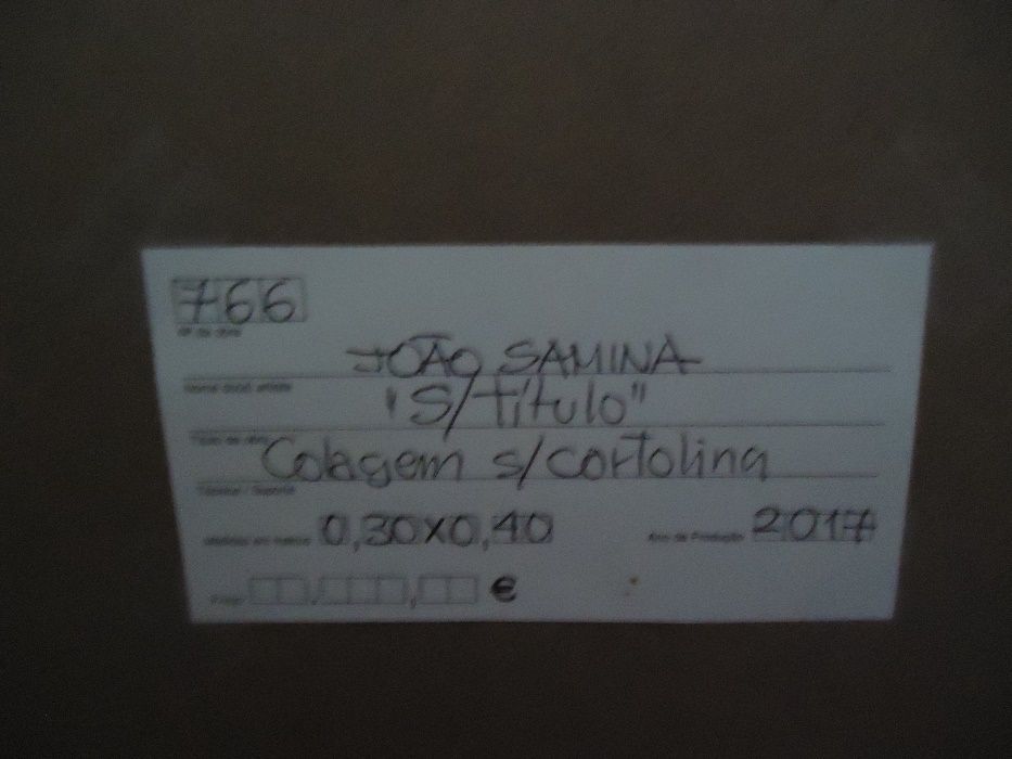 Quadro JOÃO SAMINA Original-Técnica Mista c/Colagens Cartolina 52x42cm