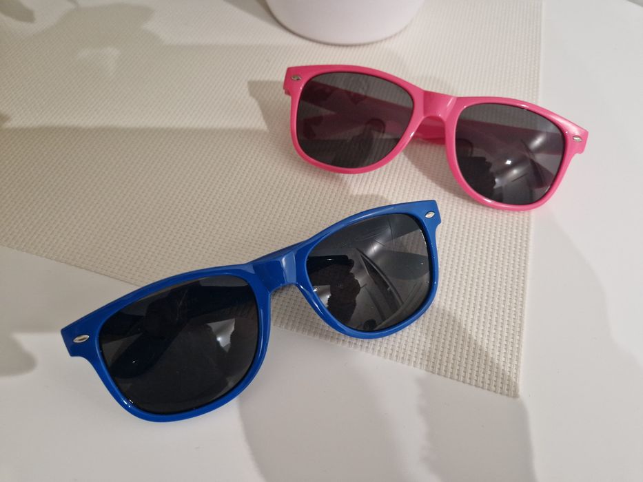 2x okulary przeciwsłoneczne Woolworth plastikowe /  różowe i  niebiesk