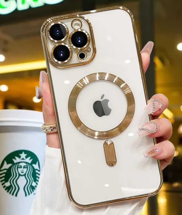 Прозорий чохол з MagSafe та захистом камер для iPhone (Gold)