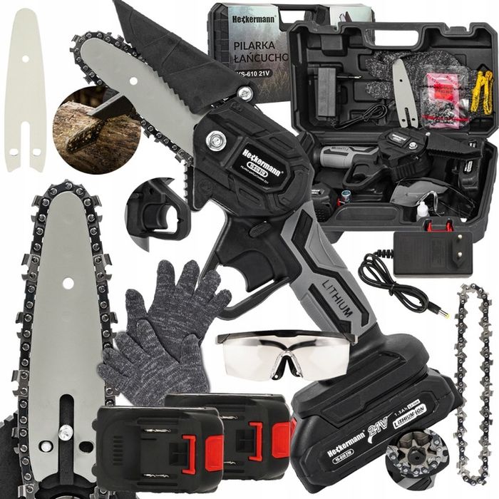 Ręczna Piła Łańcuchowa Akumulatorowa Elektryczna Pilarka 6" 2x Akumula