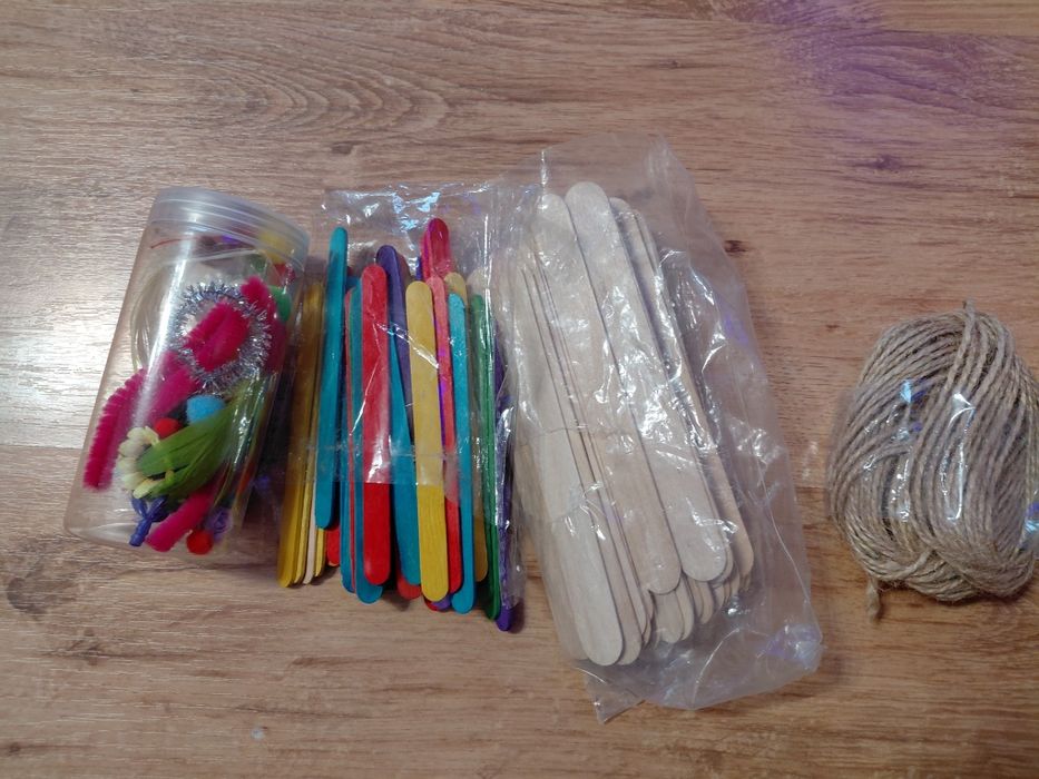 Zestaw do prac plastycznych kreatywnych patyczki druciki diy cekiny ws