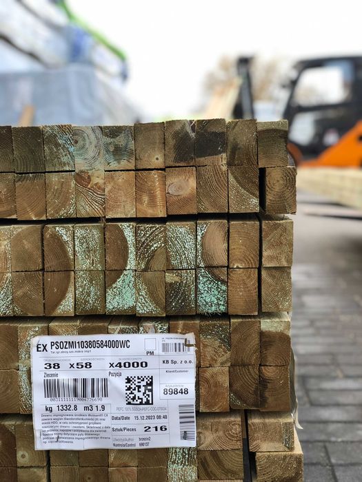 Łaty Drewniane impregnowane 38x58mm | Drewno