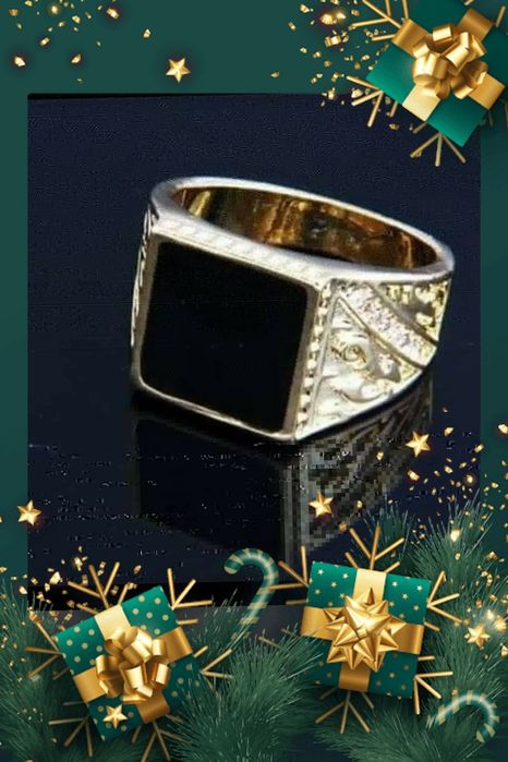 Pozłacany  sygnet męski grawerowany