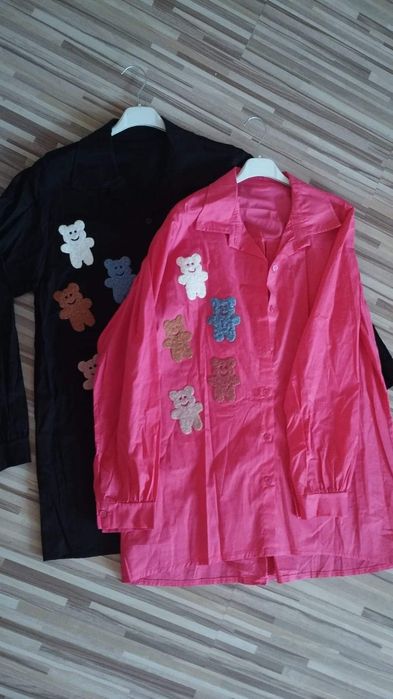 Koszula oversize avery kolorowe misie błękitna 38