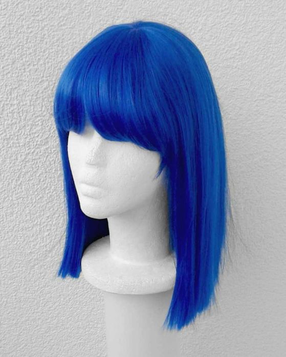 Niebieska Chabrowa prosta peruka z grzywką cosplay wig