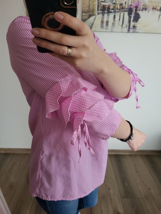 Luźna bluzka koszulowa  w kratke