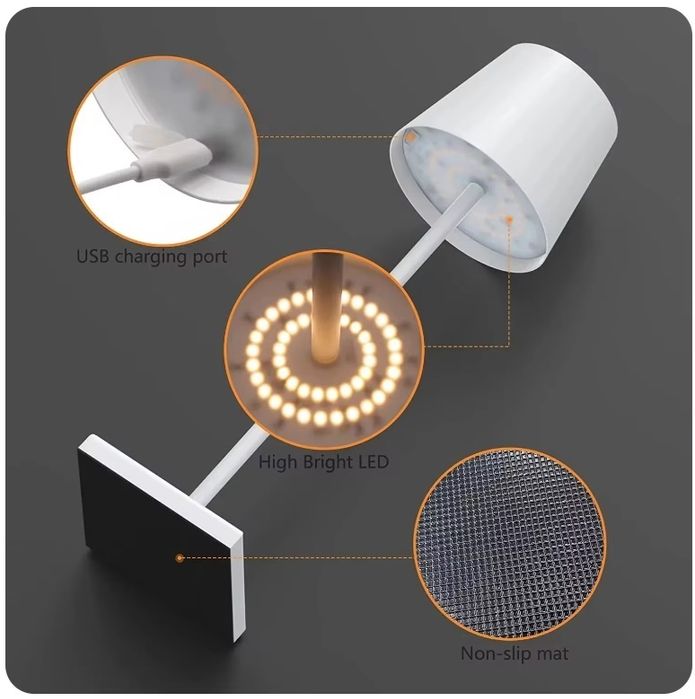 Candeeiros LED modernos e elegantes, com bateria recarregável 5200 mAh