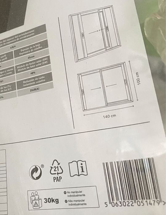 Janelas de alumínio novas  CORRER 140X100CM