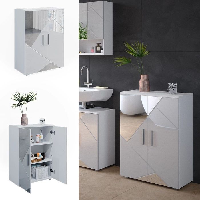 Szafka Midi Vicco Irma 60 × 81 cm – biały wysoki połysk