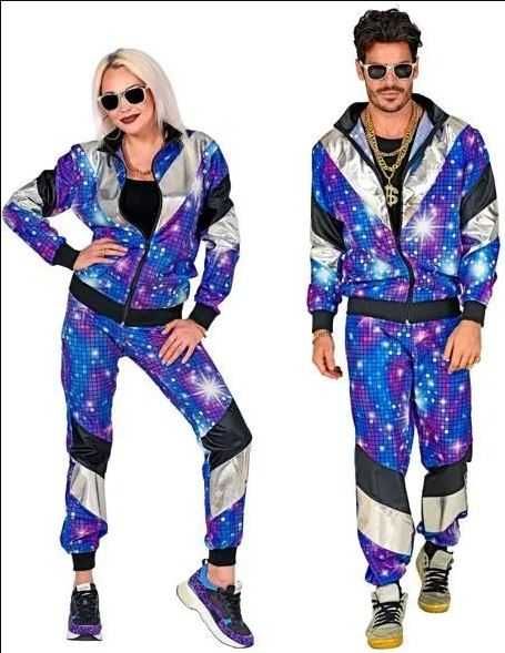 Strój Dres Niebieski Kostium Disco Lata 80 90 Dyskoteka Ortalion  L
