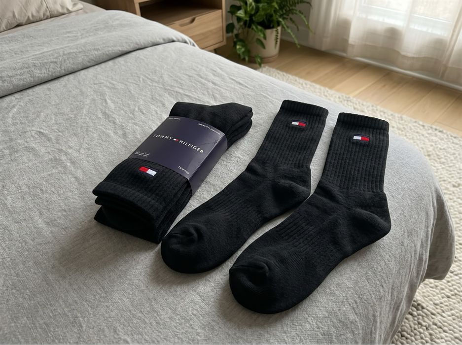 Tommy Hilfiger skarpety męskie czarne wysokie bawełniane r. 42-46 (3 pary)