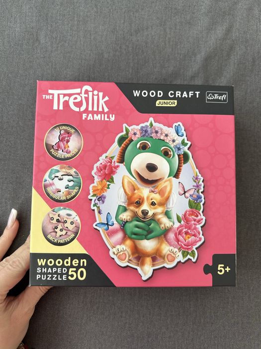 Trefl Puzzle drewniane Rodzina Treflików 50 elementów nowe