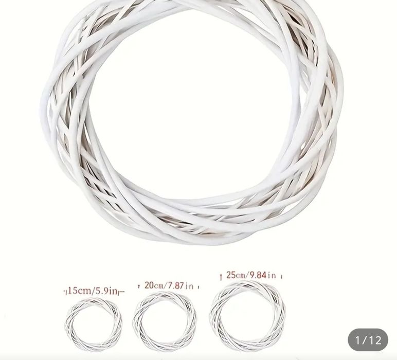 3 szt. Białe ręcznie robione wianki wierzbowe do rękodzieła nowe