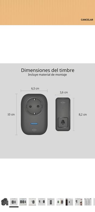 Campainha cinética sem fios DB4000 - com receptor enchufável com tomada de corrente -Pilhas