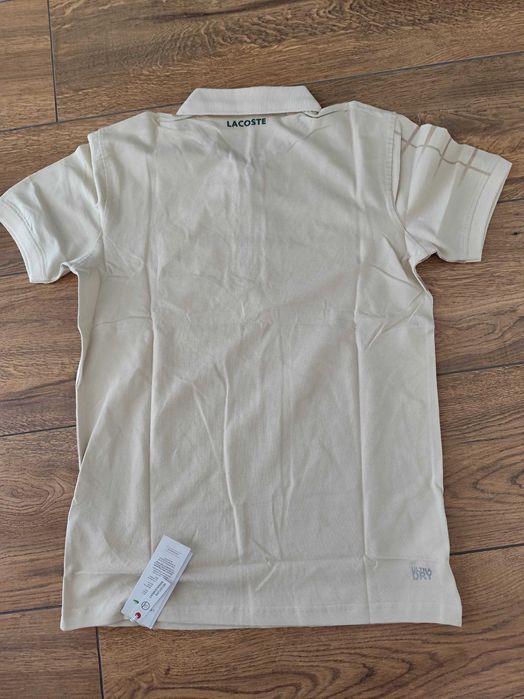 Nowa koszulka męska polo Lacoste M bawełna beżowa