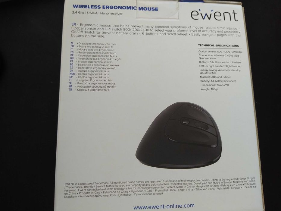 Rato novo Vertical Ergonomico Ewent EW3229 2400DPI