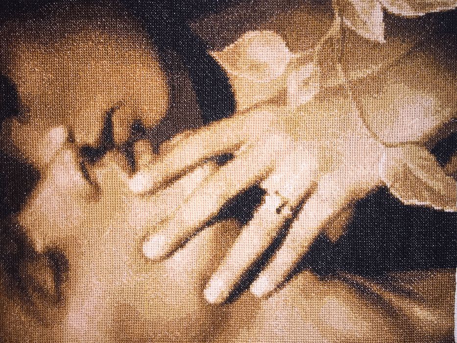 Вишита картина «Двоє». Ручна робота