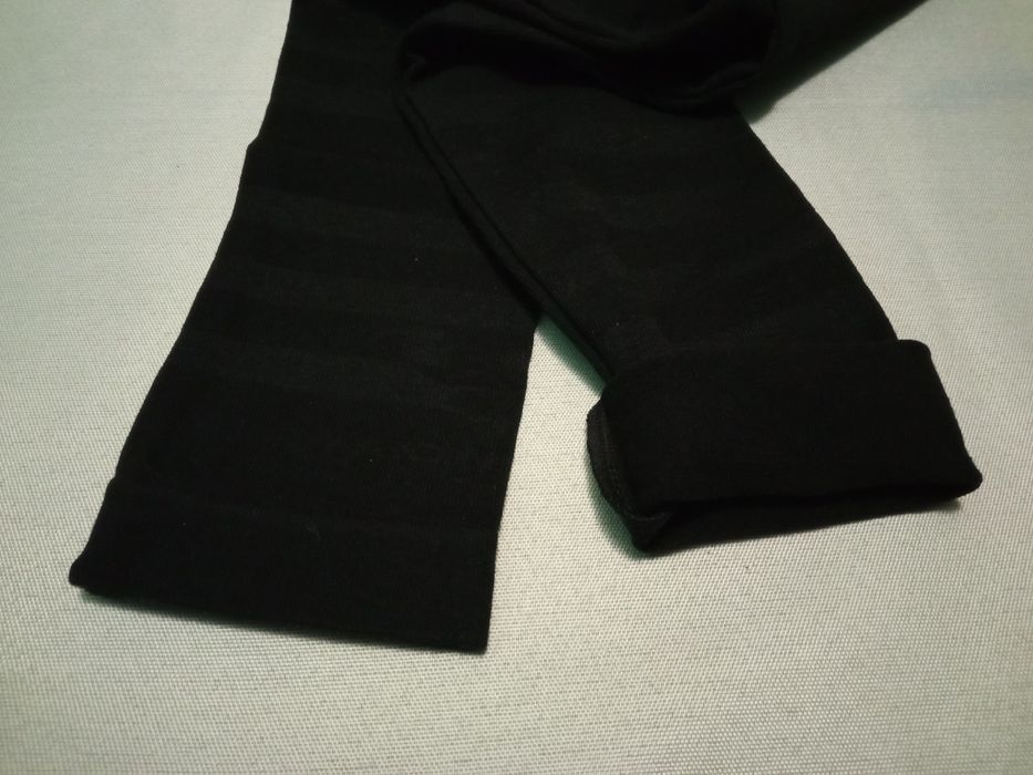 Legginsy dziewczęce w paski bez klina czarne - L