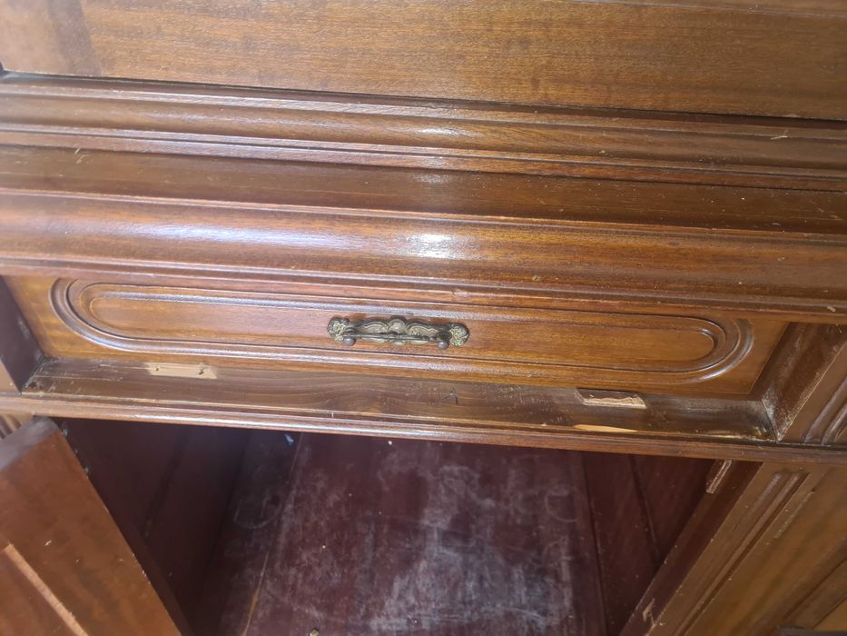 Estante anos 90 ; Conjunto 2 elementos em vidro e madeira