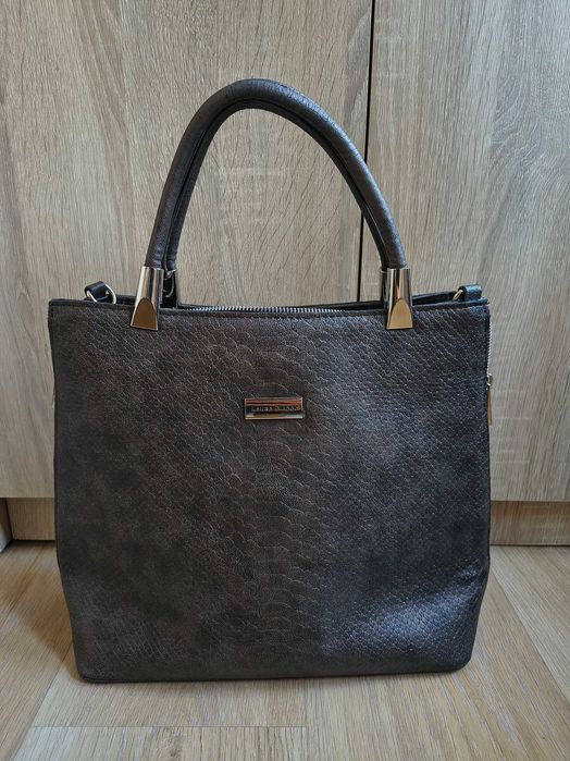 Torba wężowy print Laura Biaggi w rękę pojemna elegancka A4