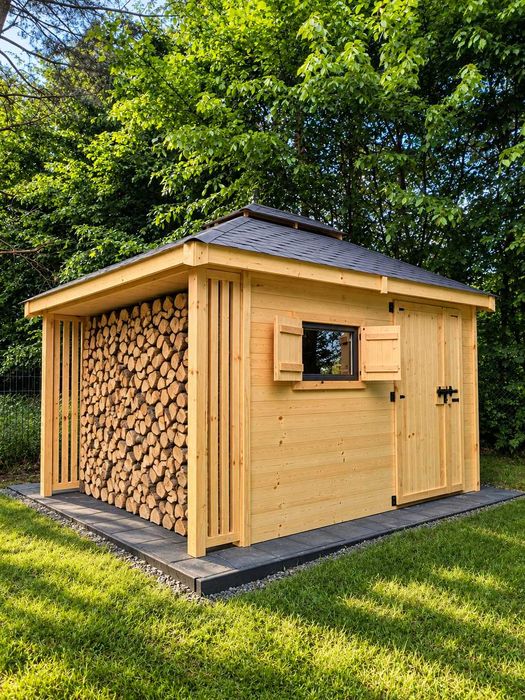 Domek Narzędziowy 3x4 z Drewutnią 2w1 | Altana Drewniana | PRODUCENT