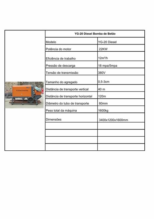 Bombas para transporte de betão rebocaveis